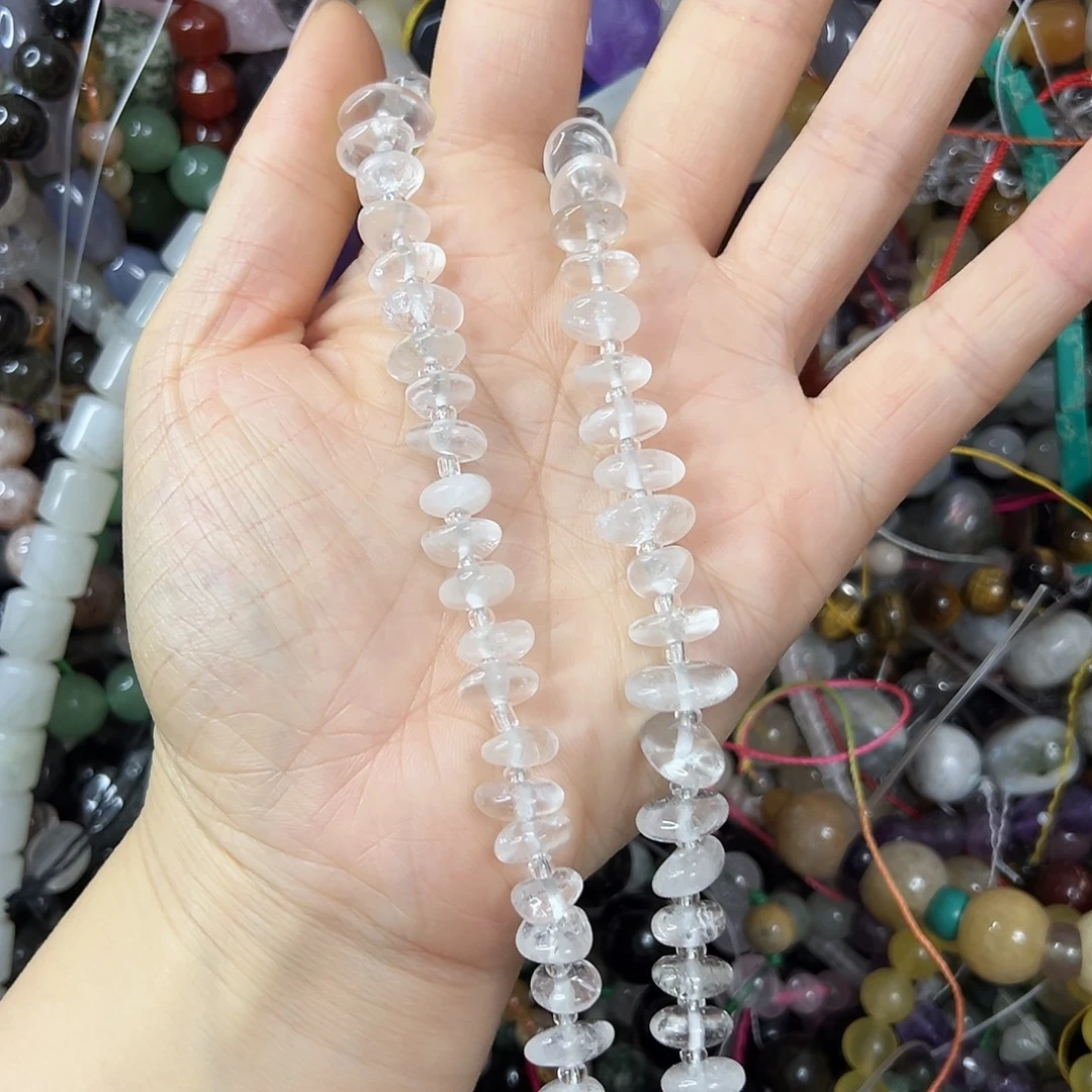玛瑙/玉髓合金珠宝半成品，天然白水晶不规则一条