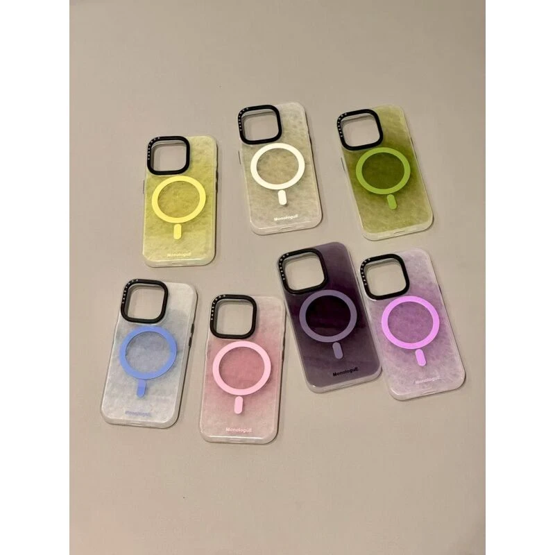 韩系唯美高光磁吸晕染英文适用iphone16promax苹果15手机壳新款14