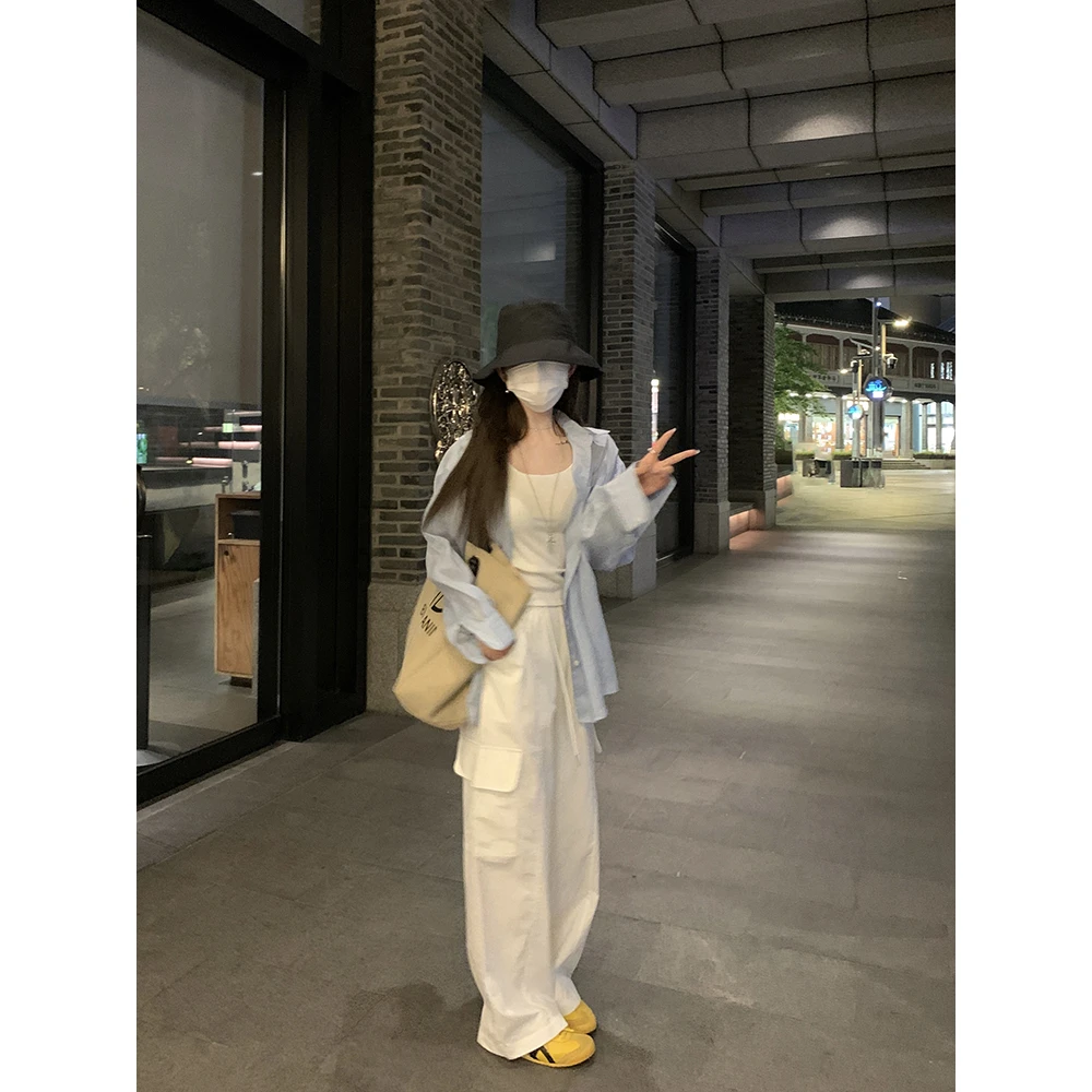 大小姐77版型ju好夏日清爽水洗全面透气舒服休闲工装裤高腰阔腿裤