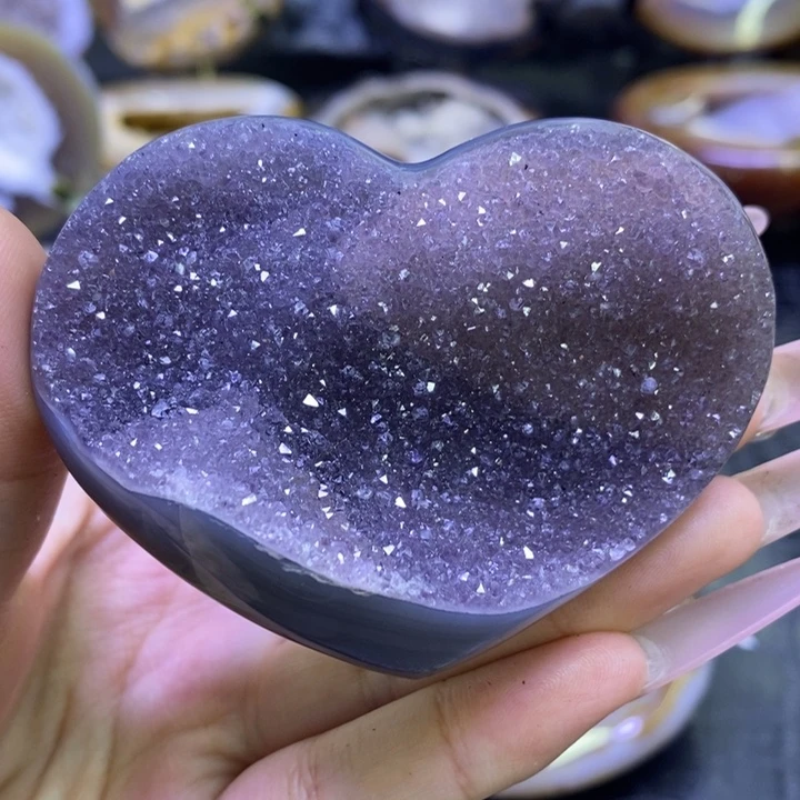 未镶嵌珠宝半成品水晶红紫爱心