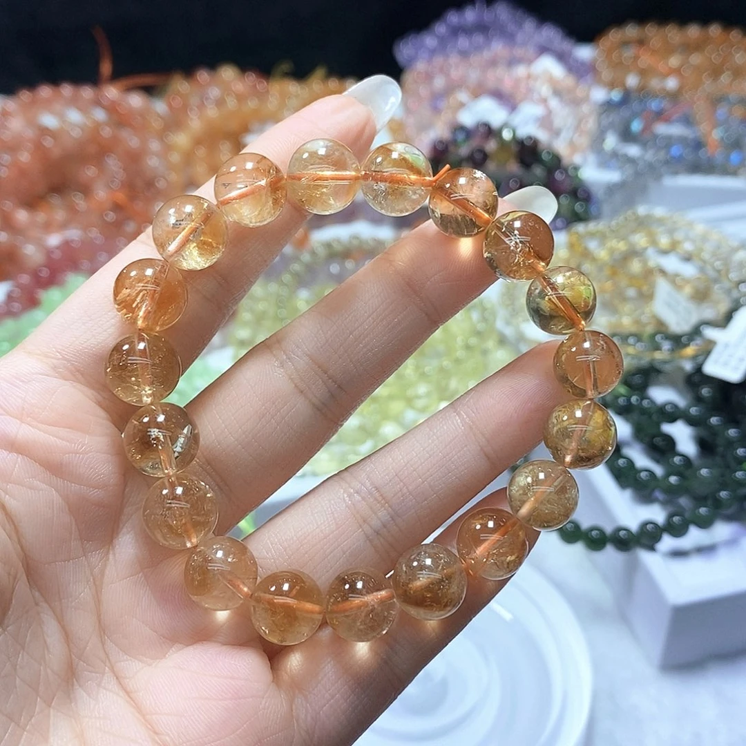 水晶手串未镶嵌黄塔晶10mm