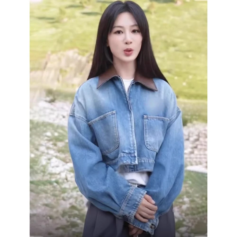 【新品爆款】杨紫张艺凡同款复古洗水牛仔短外套女早秋设计感宽松休