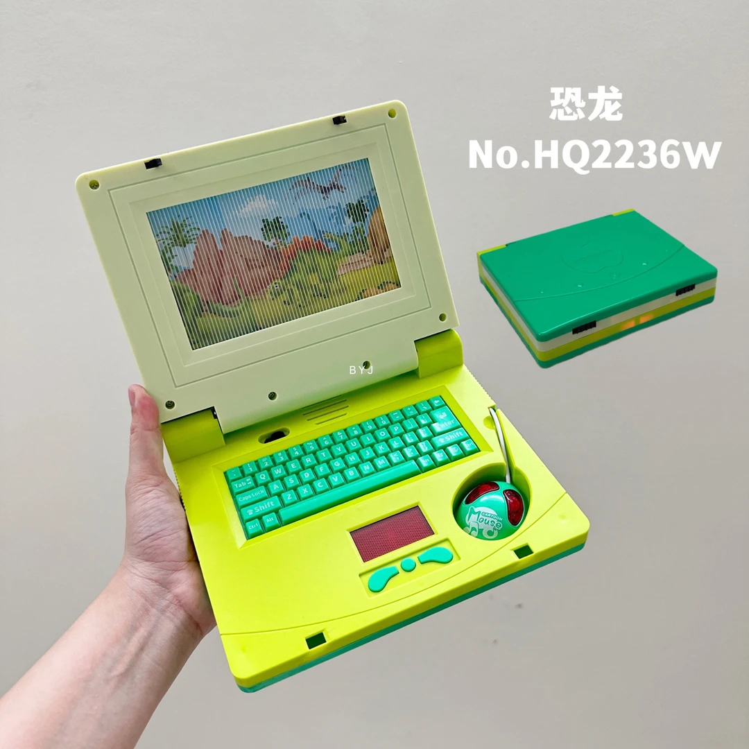 外贸英文仿真笔记本电脑学习机可伸缩鼠标声光儿童早教玩具礼物