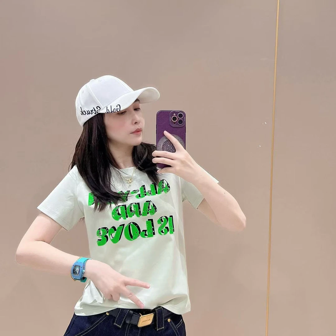 新款小版型短袖504301显瘦洋气时尚百搭设计感休闲体恤半袖圆领