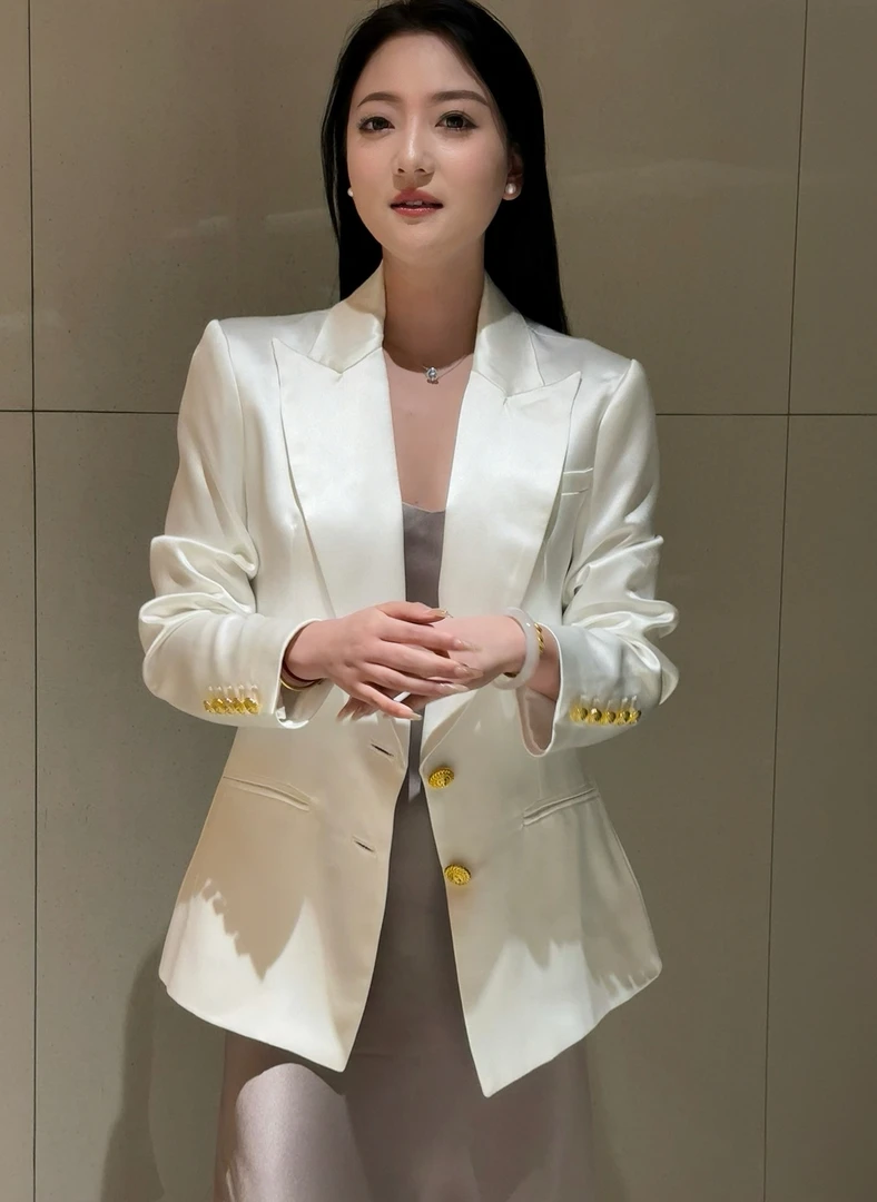 LM微裳亿高定重磅三醋酸简约气质时尚修身设计师款外套