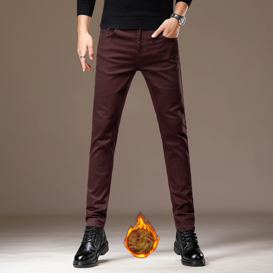 冬季加绒加厚牛仔裤男款2025新款爆款修身弹力保暖百搭牛仔长裤男