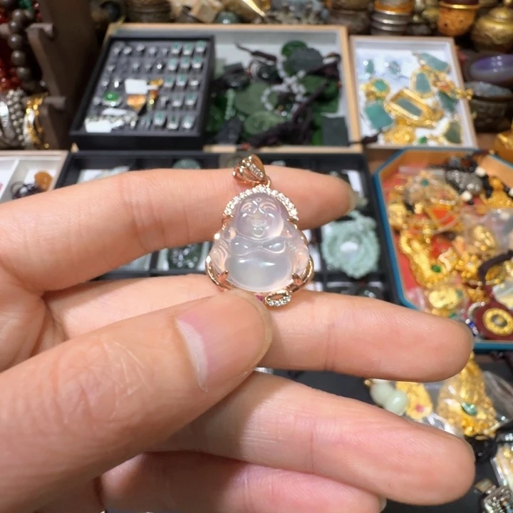 玛瑙/玉髓颈饰合金大肚佛吊坠