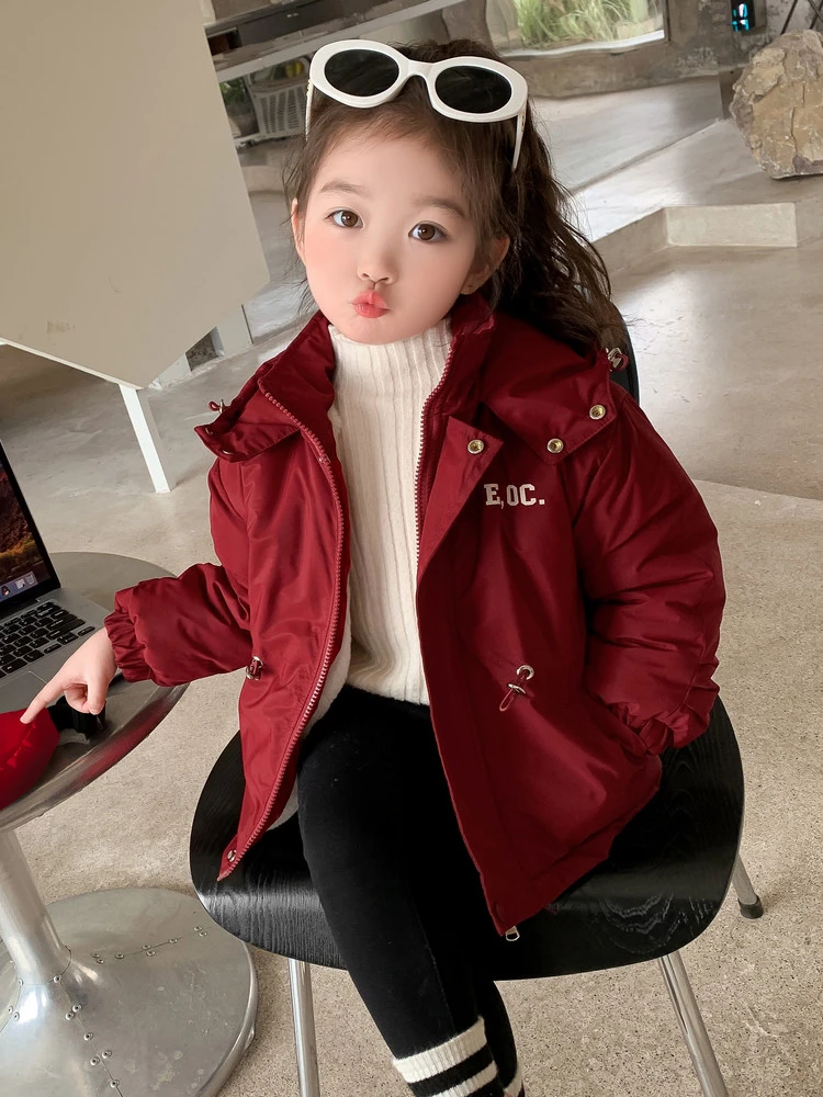 女童棉服2024新款儿童洋气过年喜庆加绒加厚冲锋衣冬季棉衣