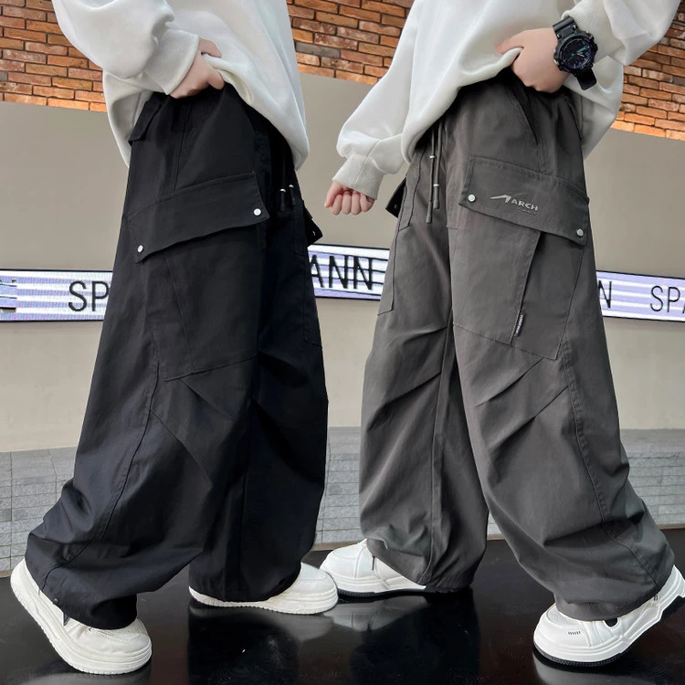 男童工装裤春秋款韩版洋气儿童宽松休闲裤子秋装中大童青少年男孩