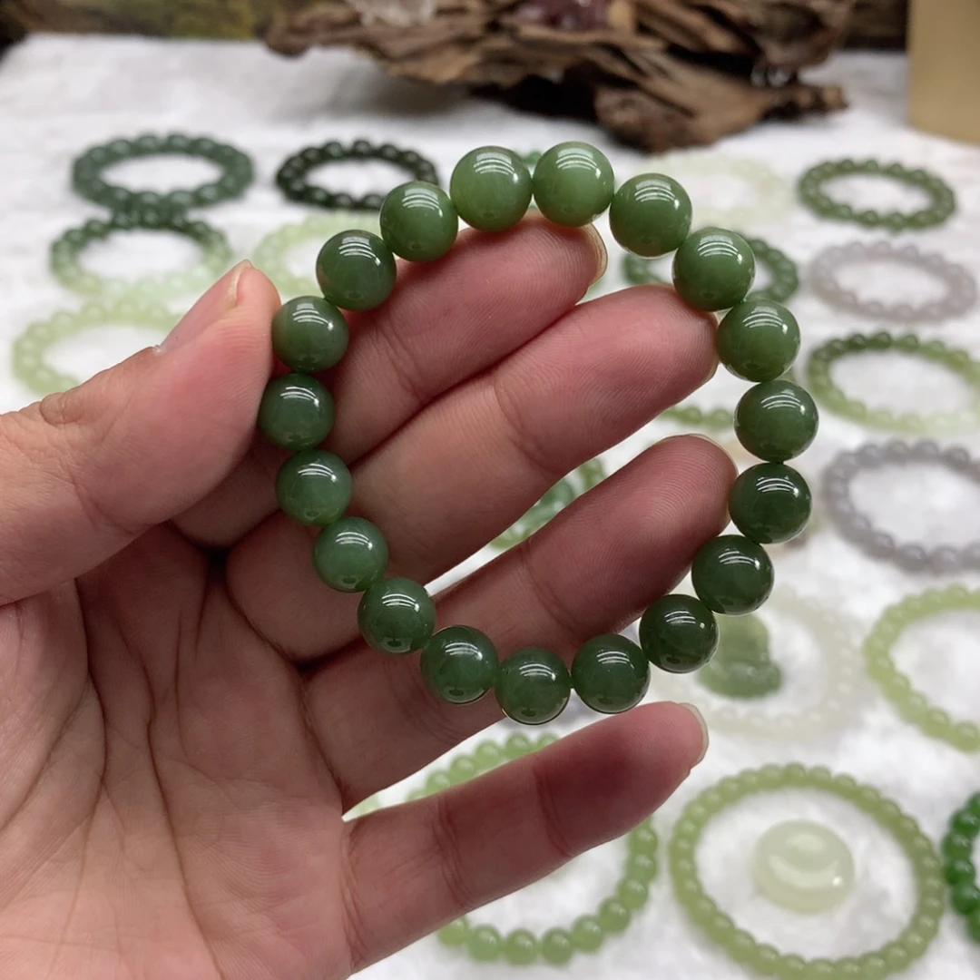 和田玉未镶嵌手串（碧玉9.8）