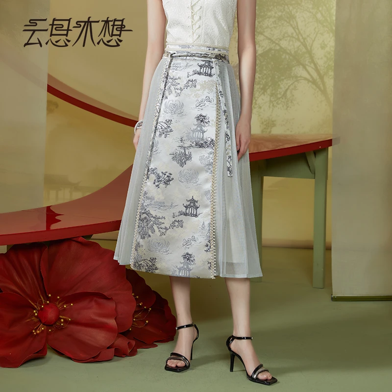 Ysimo-X云思木想新中式2024夏季新款网纱提花马面裙11689