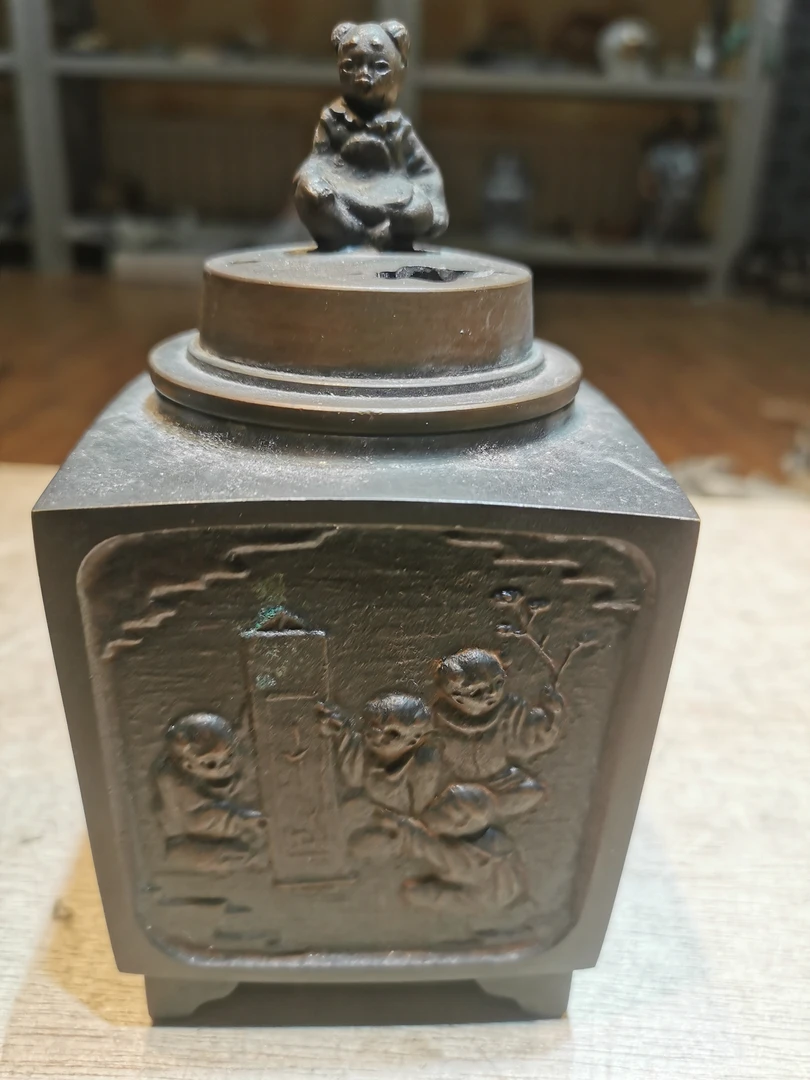 瑞峰作老铜香炉带香灰