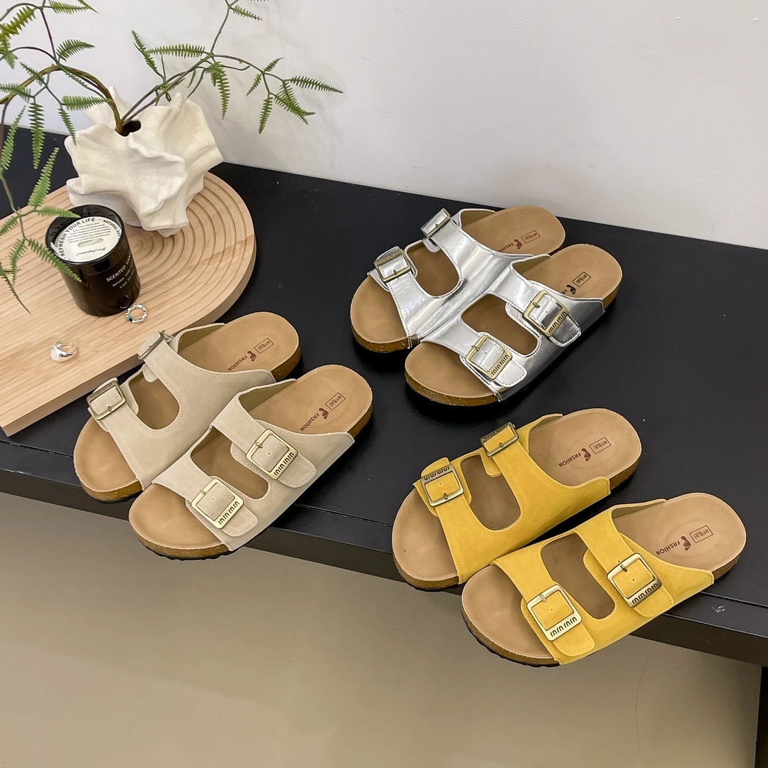 25新款夏季时尚韩版经典简约设计感外穿厚底金属扣网红勃肯拖鞋女