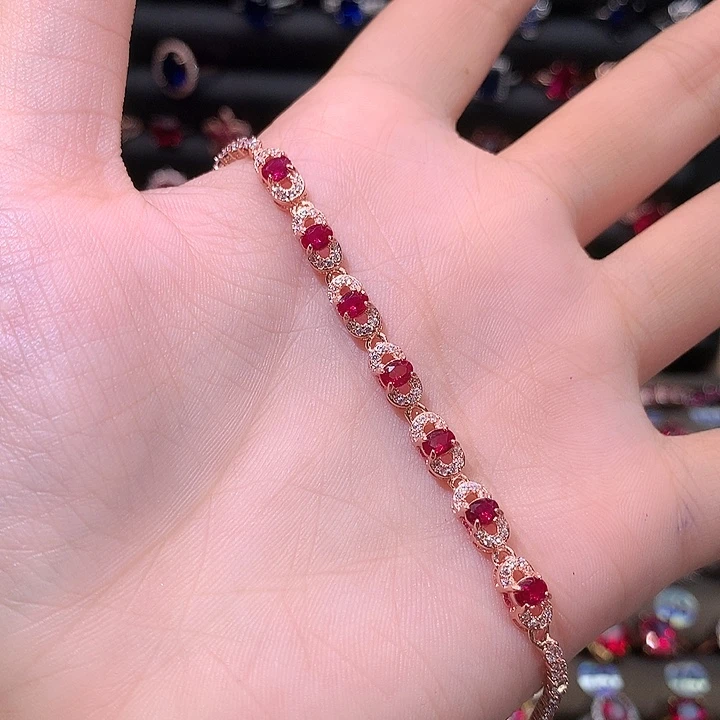 红宝石手链银S925镶嵌1