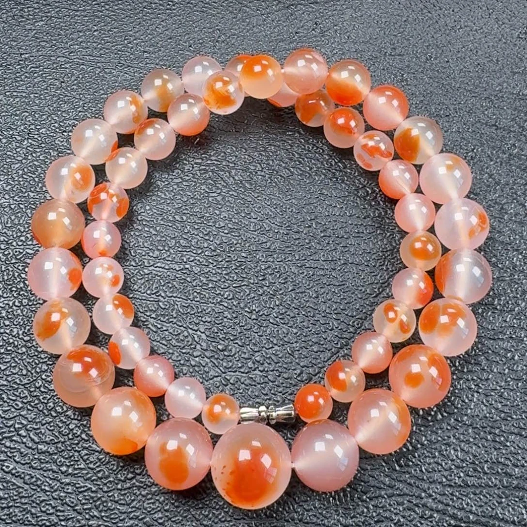 南红玛瑙未镶嵌冰飘圆珠塔链