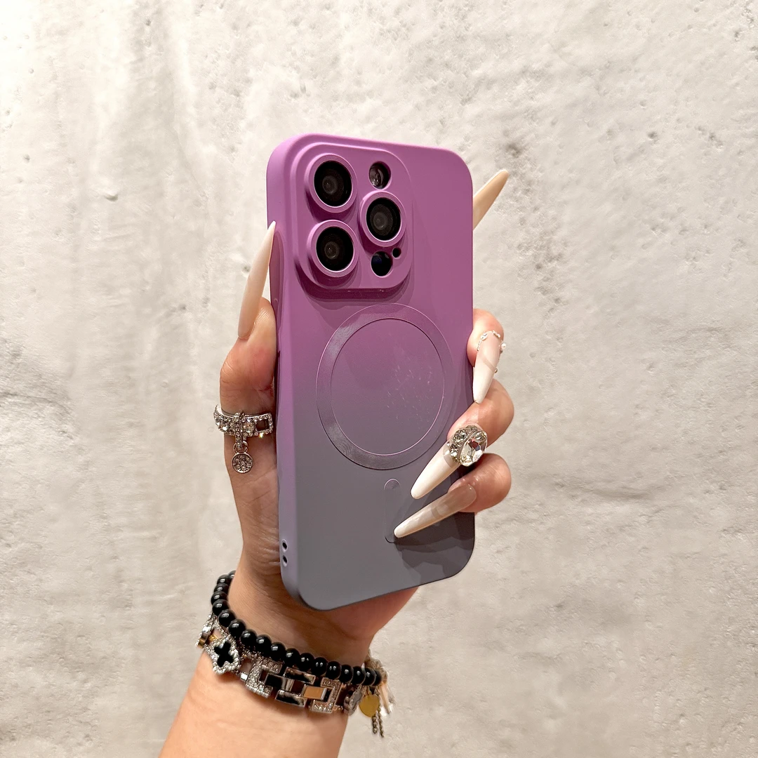 磁吸渐变适用苹果16手机壳iPhone15promax液态硅胶14全包镜头膜13