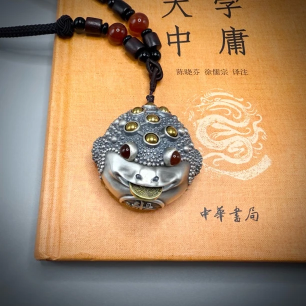 足银仿水晶银制品 金蝉 足银999复古招财手把件