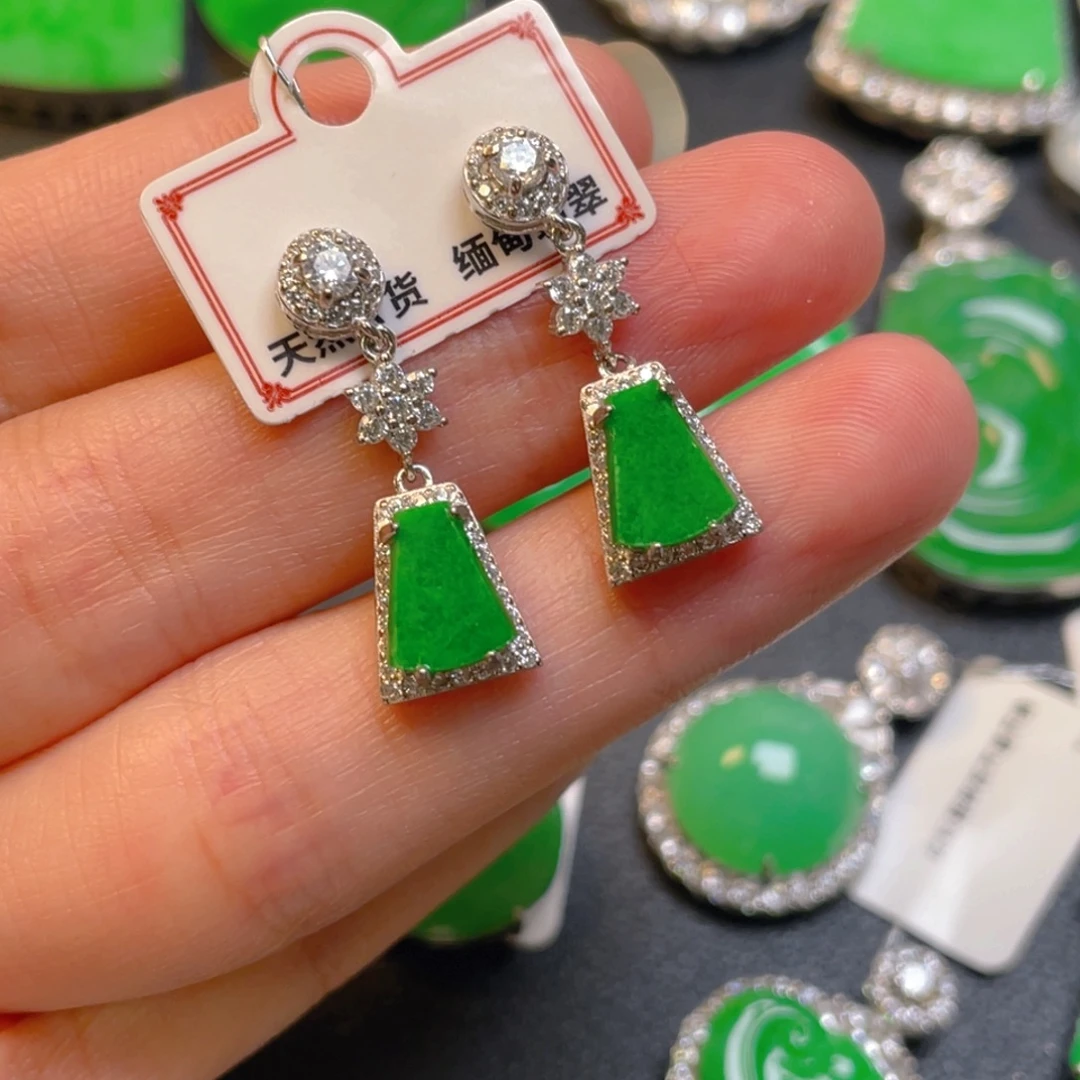 翡翠银S925镶嵌吊坠(不含链)耳坠