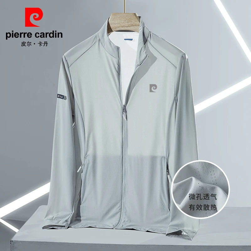 皮尔卡丹冰丝防晒衣男士夏季弹力速干户外防紫外线立领防晒服外套