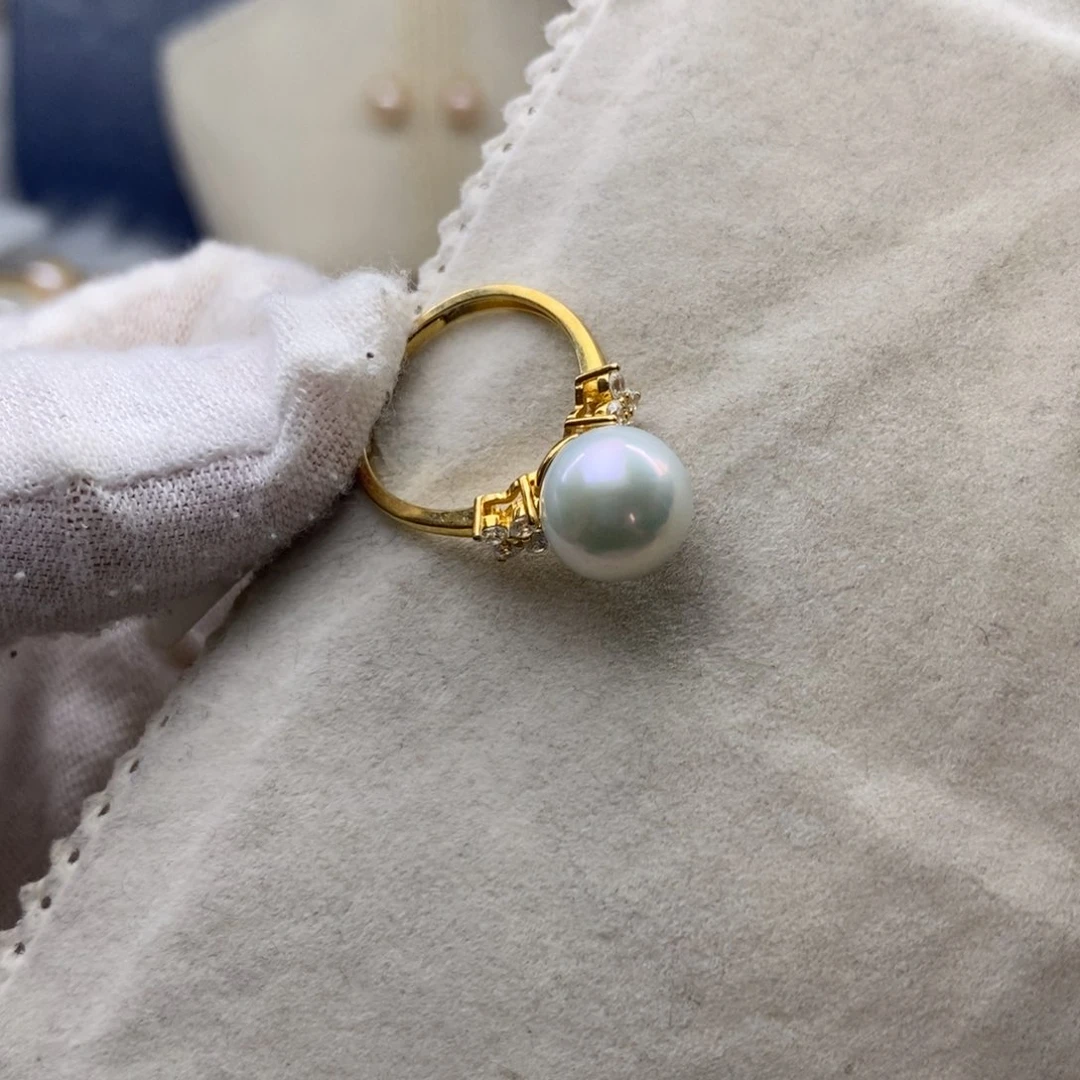 戒指银S925镶嵌淡水珍珠1*瑜