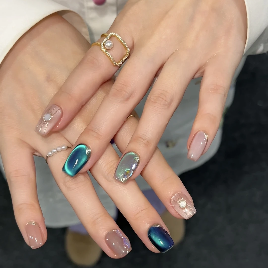 TugeNail “达芬奇” 视频同款彩色穿戴甲多巴胺猫眼法式美甲TGLI