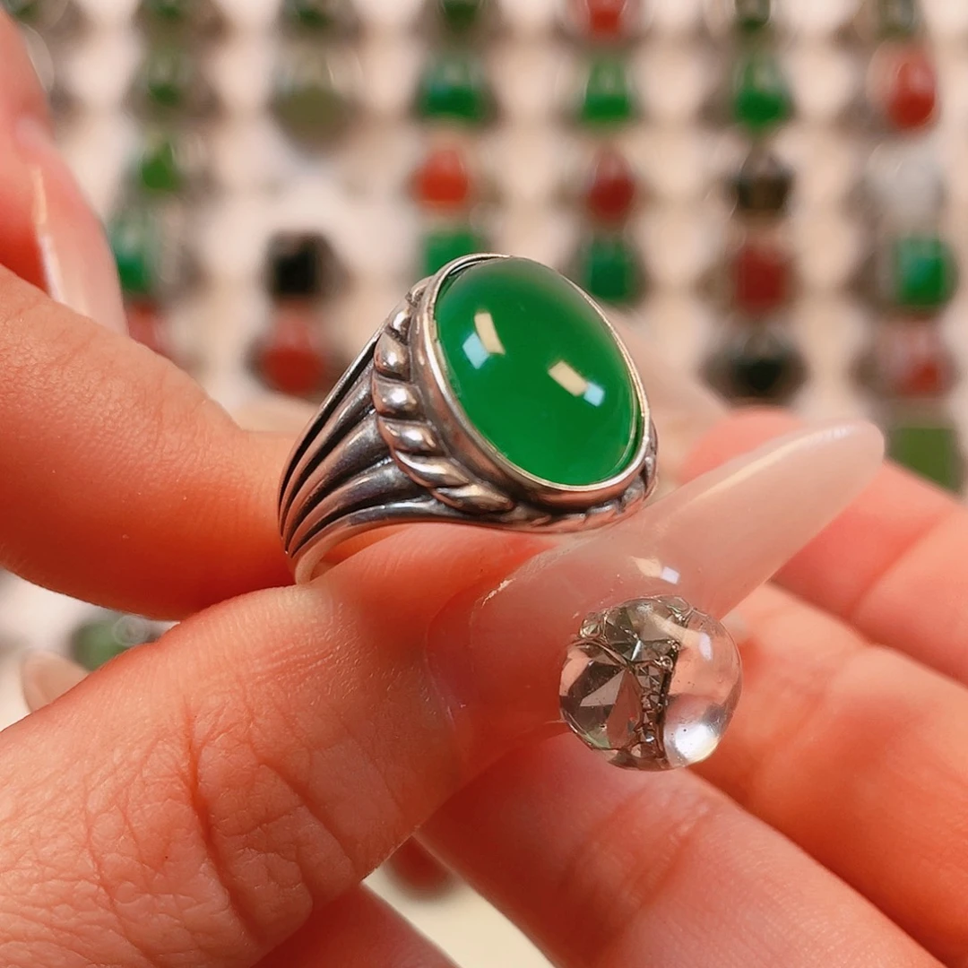 银S925镶嵌戒指玛瑙/玉髓