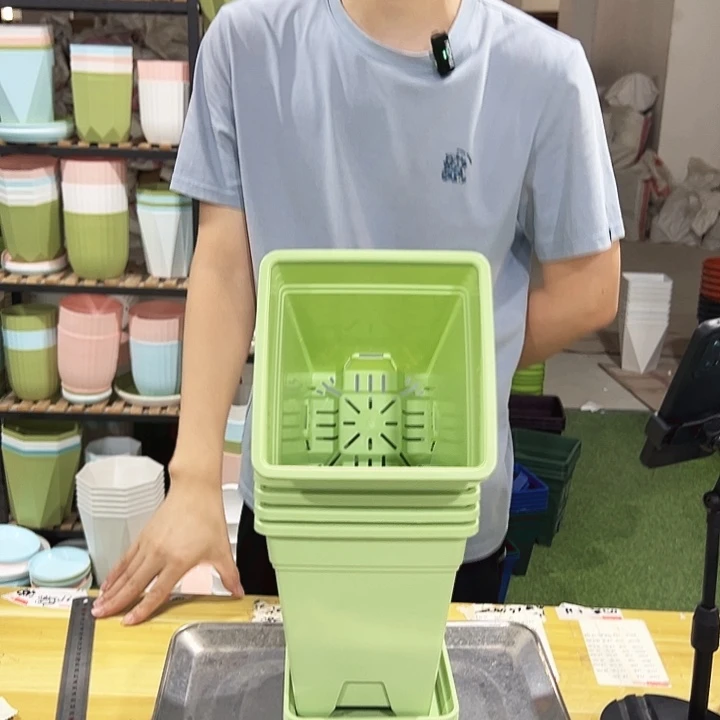 正品方盆口16高18果绿带托5只