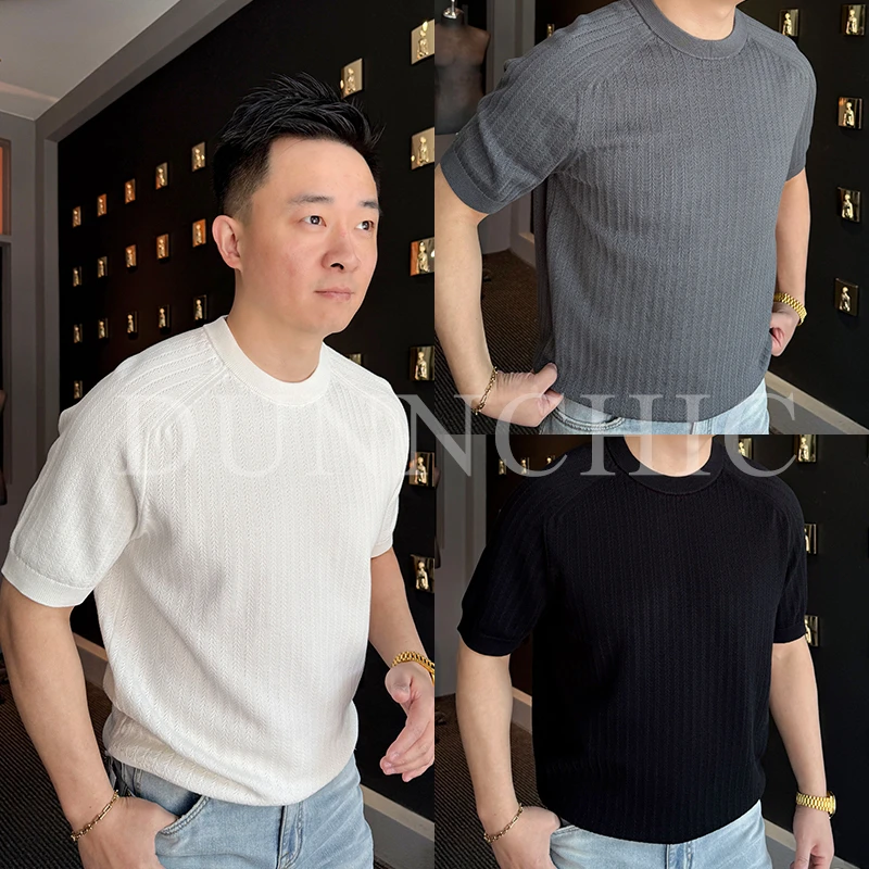 徐先生出品夏季纯棉长绒棉针织马鞍肩圆领短袖253021【杜恩】
