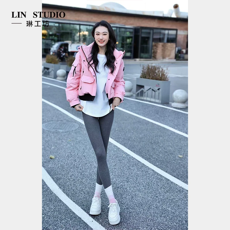 【95级别白鹅绒】琳工坊“星稀”粉色羽绒服工装气质休闲唐琳设计师
