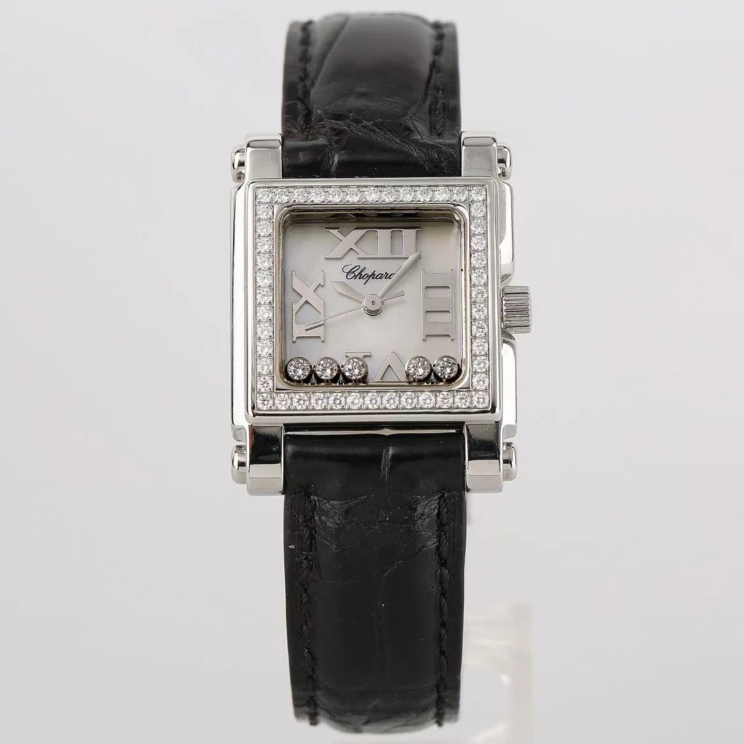 95新 Chopard/萧邦 快乐钻系列 27mm 原钻 石英 女士腕表 22220