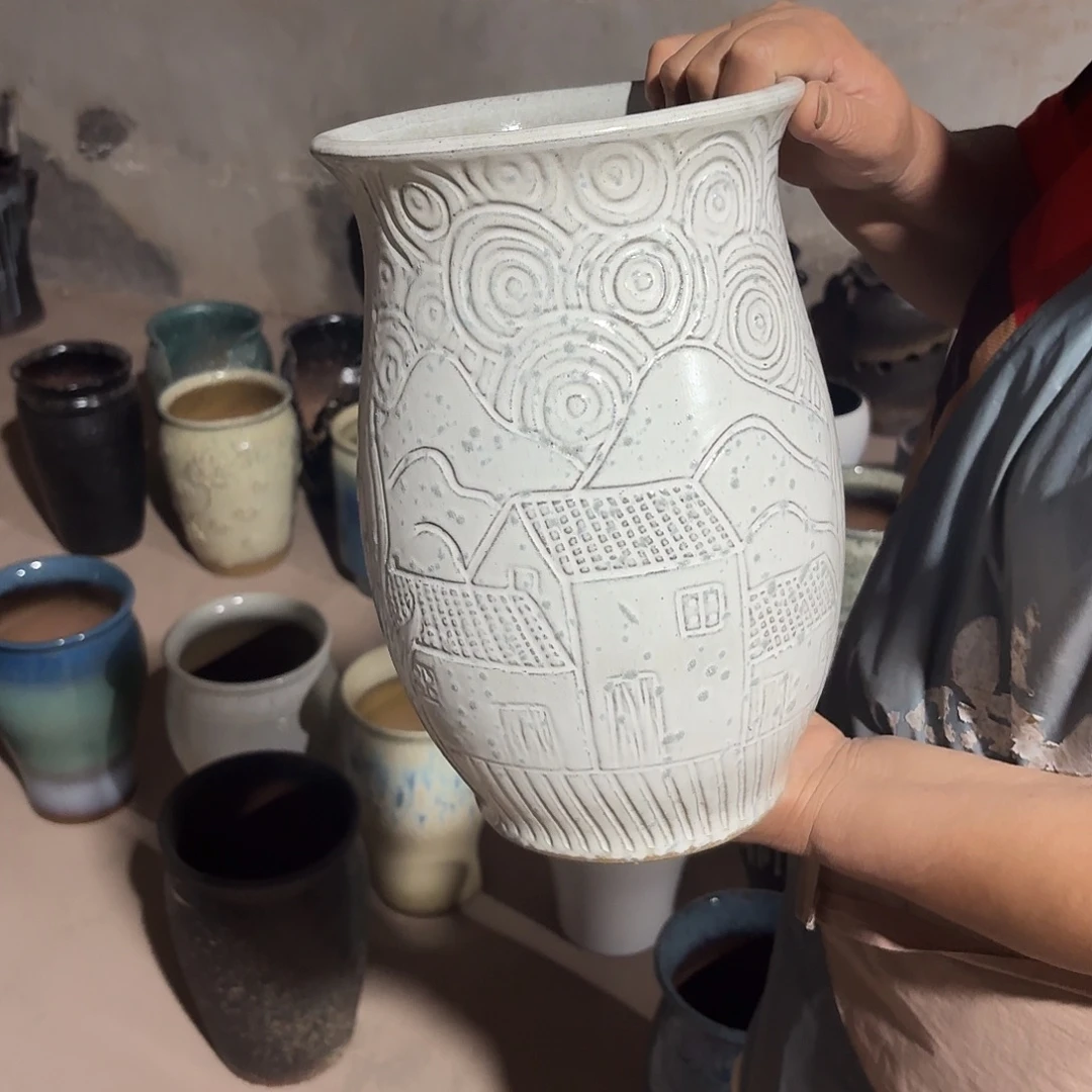 紫砂花盆口19高30