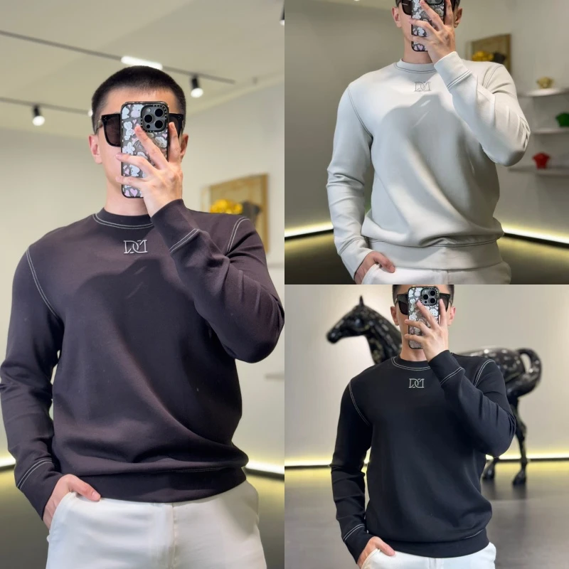 （秋款）古帝特尼纯色云曦绒休闲百搭男士字母长袖舒适卫衣JF-7670