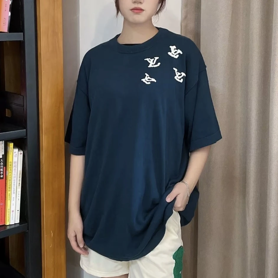 99新 LouisVuitton/路易威登 2645/蓝色Logo刺绣短袖/XXL/98新