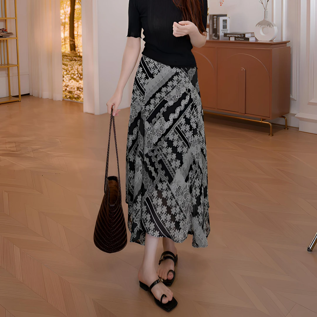 【XINXIN】夏季欧若风气质百褶复古半身裙Q1053