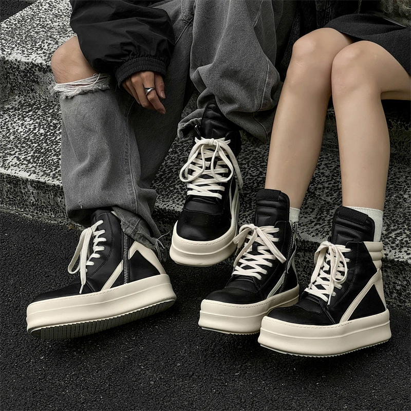 2025倒三角ro厚底高帮板鞋增高国潮美式复古增高情侣小众ins潮鞋