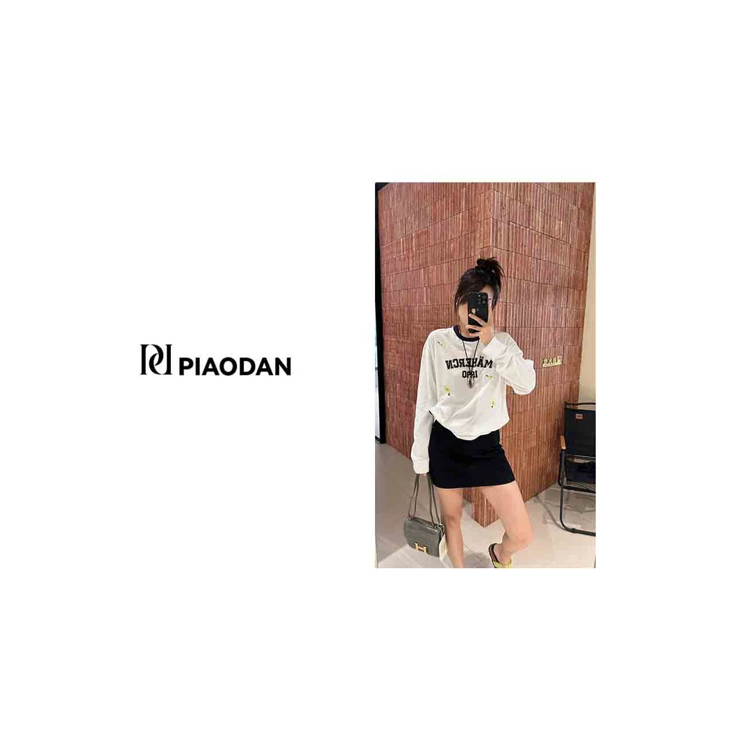 【PIAO DAN】刺绣撞色领T恤