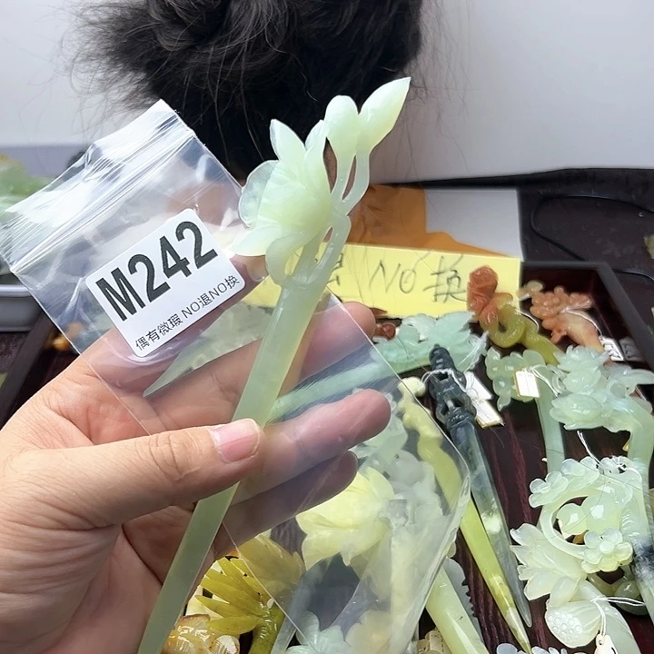 蛇纹石玉发饰合金爱****儿
