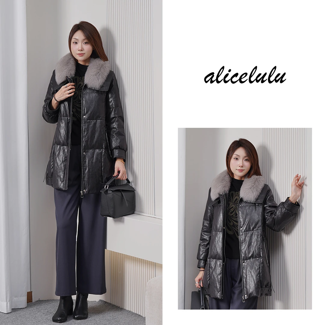2alicelulu【雪域狐影.皮羽绒外套】狐狸毛领时尚酷炫S2145162Tr