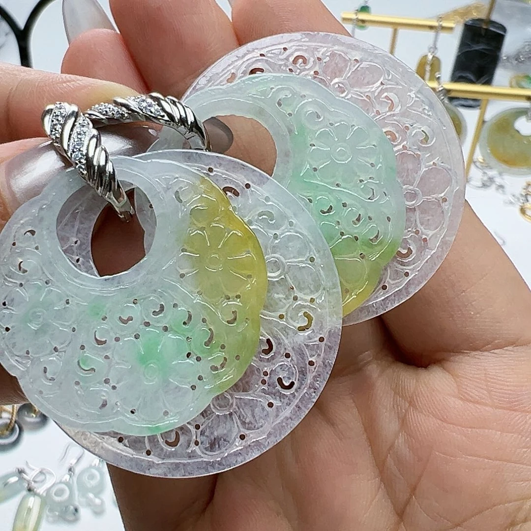 银S925镶嵌翡翠耳饰美***～天然缅甸A货翡翠