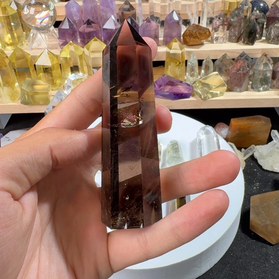 水晶珠宝半成品未镶嵌茶晶10公分