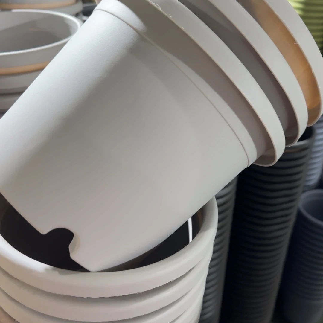 树脂四季盆3#无拖灰白微瑕10