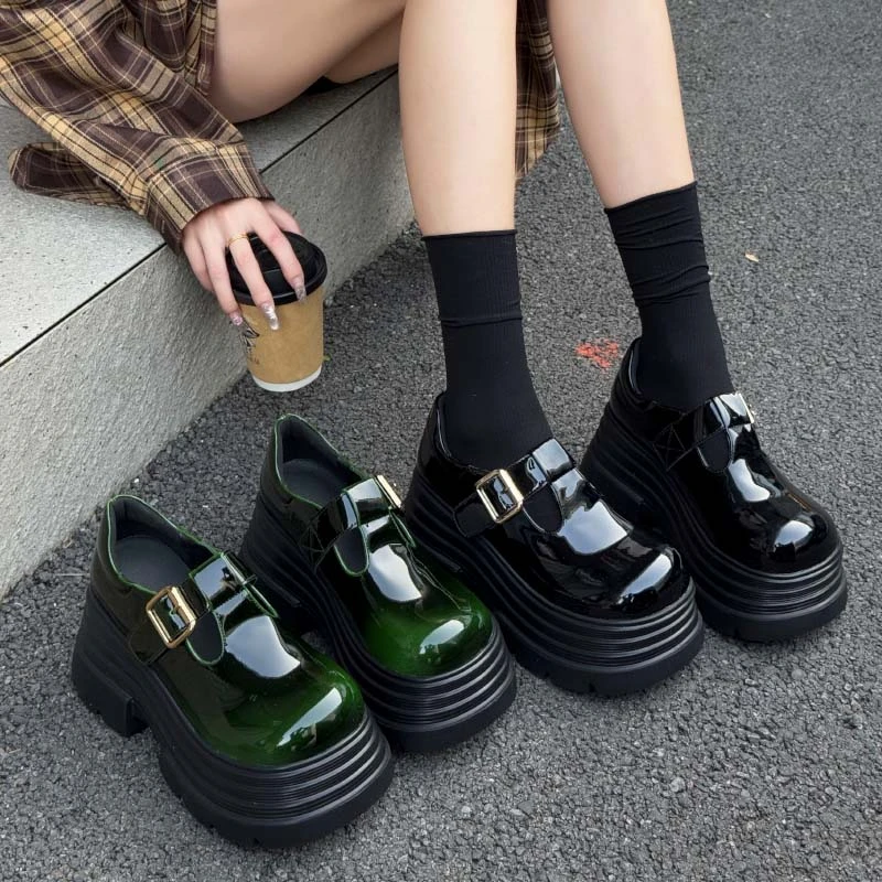 【氛围感2.0】2025早春9CM英伦风JK平增高复古厚底小皮鞋6026