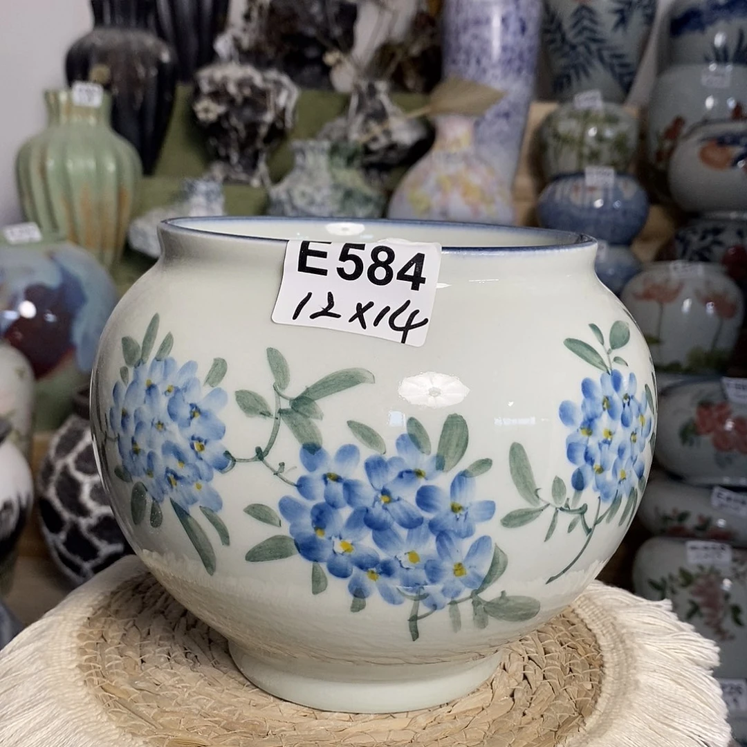 有孔 景德镇高温陶瓷花盆 E584