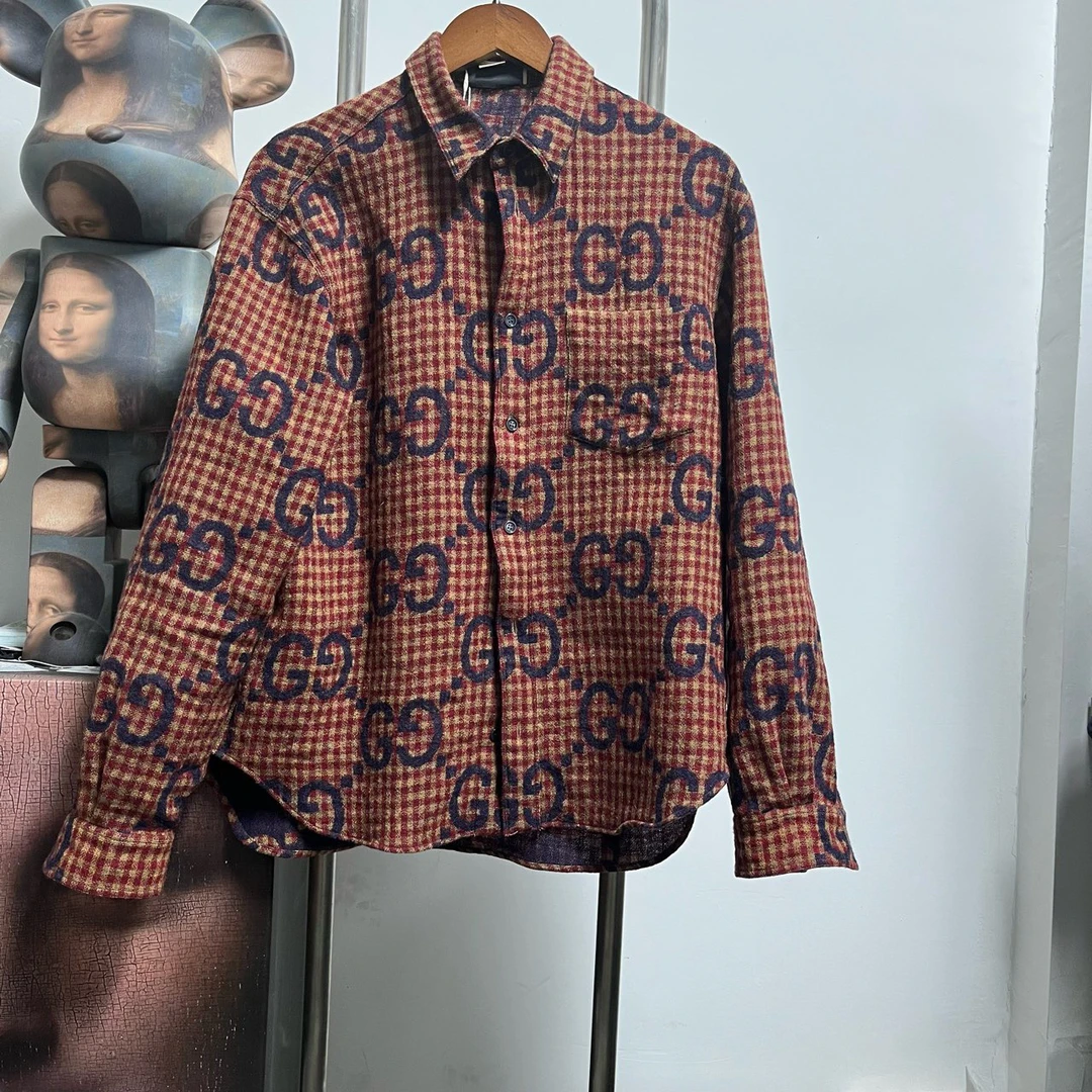 99新Gucci古驰羊毛满印衬衫 L0607 尺码:46 衣长70 胸围55