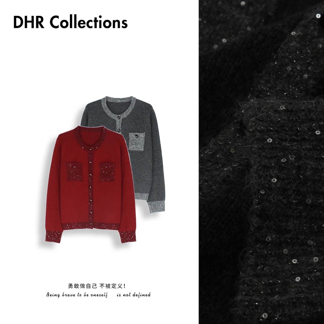 DHR COLLECTTIONS豆豆【】冬季厚款圆领开衫毛线衣D22261