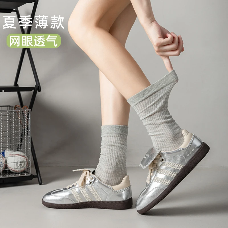 狗哥说袜子女夏季薄款韩版抽条堆堆袜miu系lulu芭蕾长筒袜百搭
