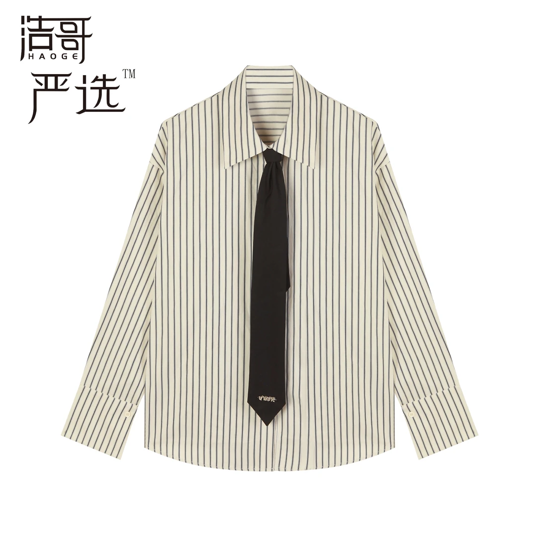婉儿●衬衫预C5CS0743A（送主图领结）休闲搭宽松衬衣长袖潮流
