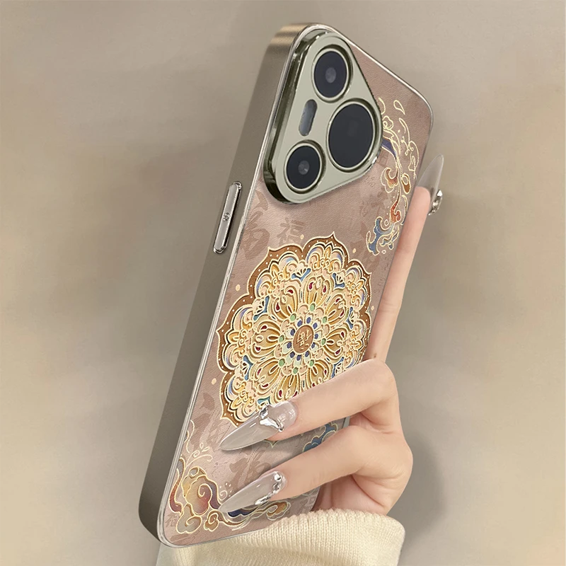 复古图腾适用华为pura70手机壳pura80pro全包个性小羊皮mate70pro