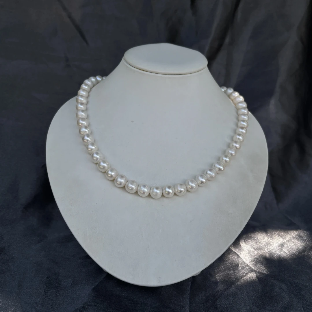 【阿骏珍珠】天然淡水无核珍珠9-10妈妈项链仙女链经典百搭气质白色