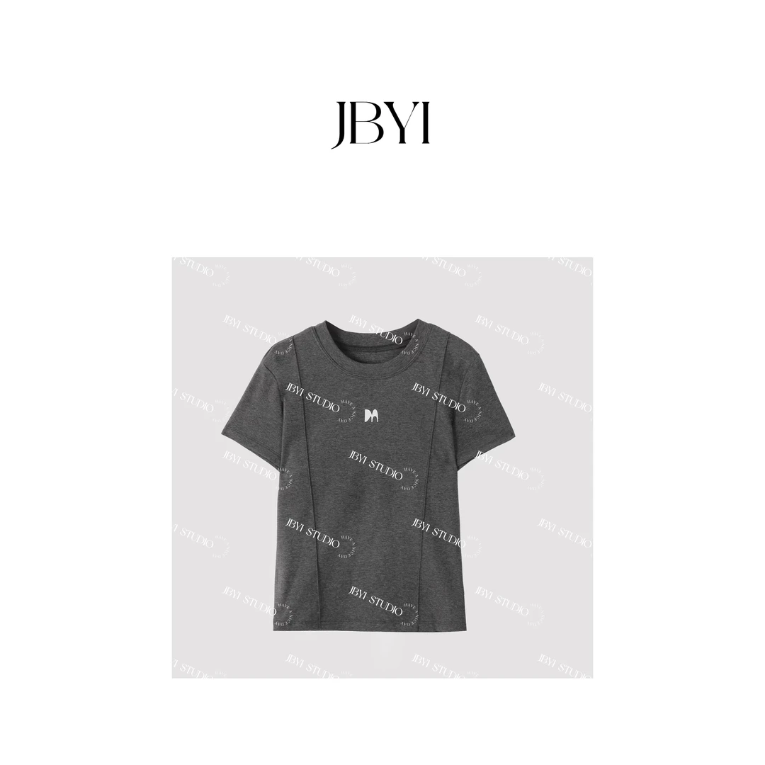 【B2330】安禾家-小个子【鱼骨T恤】鱼骨线拼接 正肩T恤